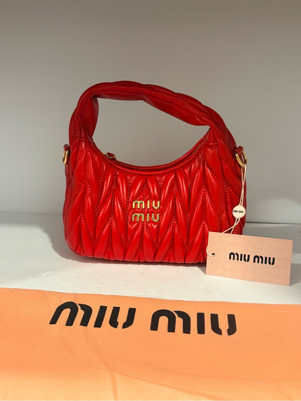 Miu Miu Red Quilted Top-Handle Shoulder Bag